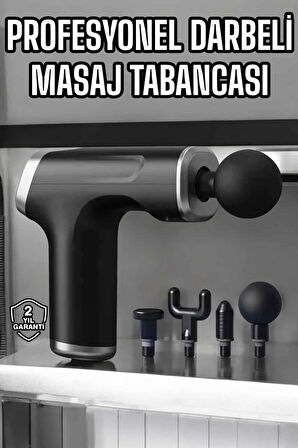 Masaj Tabancası 4 Başlıklı Kas ve Vücut Ağrıları İçin Şarjlı Darbeli