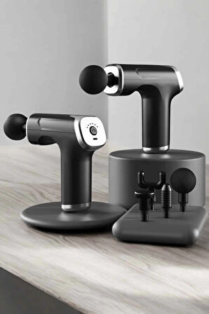 Masaj Tabancası 4 Başlıklı Kas ve Vücut Ağrıları İçin Şarjlı Darbeli