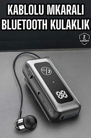 Kablolu Bluetooth Kulaklık Kulak İçi Stereo Mikrofonlu Dijital Göstergeli