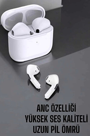 Beyaz Yeni Nesil Pro Bluetooth Kulaklık Yüksek Ses Kaliteli ANC Özelliği