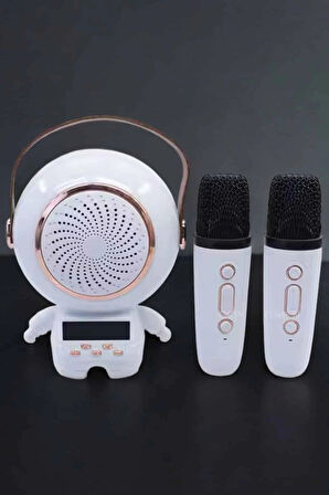 Çift Mikrofonlu Karaoke Mikrofon Bluetooth Bağlantılı Dijital Göstergeli