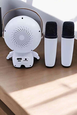 Çift Mikrofonlu Karaoke Mikrofon Bluetooth Bağlantılı Dijital Göstergeli