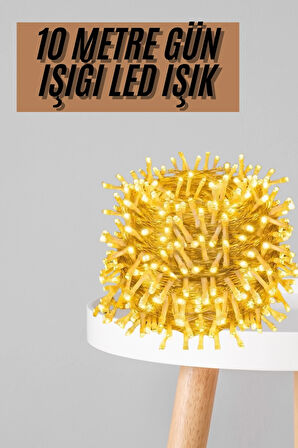 Dekoratif Peri Led 100 Ledli Gün Işığı Pilli 10 Metre Gün Işığı