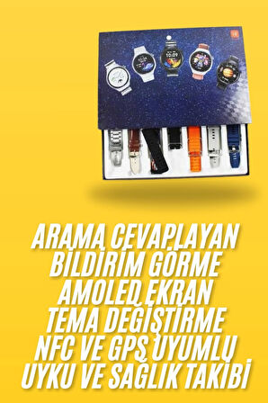 7 Kordonlu Akıllı Saat Siyah Kasa Dokunmatik Ekran Uyku ve Sağlık Takibi