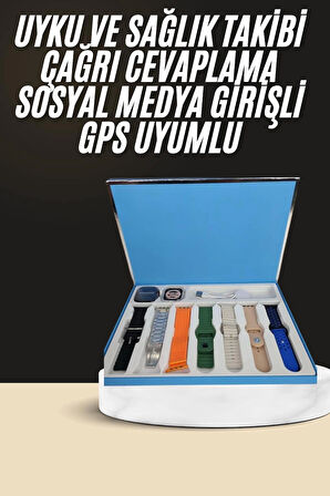 7 Kordonlu Unisex Akıllı Saat Çoklu Kordon Seçeneği Amoled Ekran