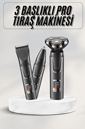 Yüksek Performanslı 3 Başlıklı Profesyonel Şarjlı Islak ve Kuru Kullanıma Uygun