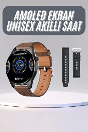 Yeni Nesil Akıllı Saat Çift Kordonlu 1.5 Inç Yuvarlak Ekran GPS ve NFC Uyumlu