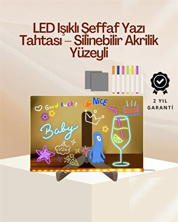 Çocuklar İçin Renkli LED Mesaj Tahtası – Neon Kalemli, Eğlenceli ve Yaratıcı Yazı Panosu