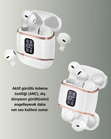 Kulakiçi Bluetooth Kulaklık V5.3 – 4’lü Set, Dijital Ekranlı, Gürültü Engelleme