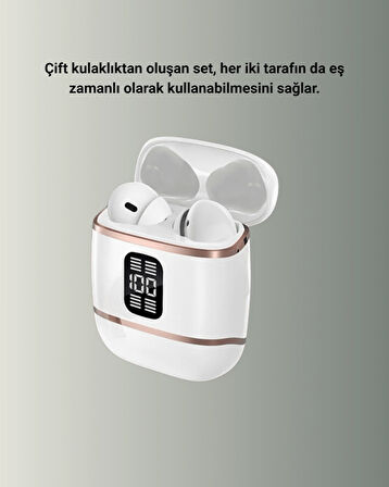 Kulakiçi Bluetooth Kulaklık V5.3 – 4’lü Set, Dijital Ekranlı, Gürültü Engelleme