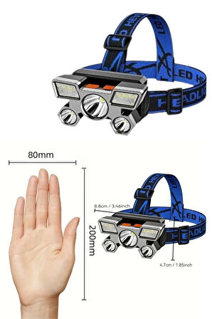 Kafa Lambası 800 Lümen 4 Mod Yüksek Işık Flaşörlü Şarjlı Led Lamba