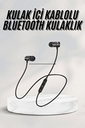 Sports Mıknatıslı Siyah Bluetooth Kulaklık Kablolu Uzun Pil Ömrü