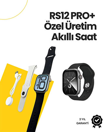 RS12 PRO+ 2025 Serisi Özel Üretim Full Ekranlı Akıllı Saat – Nabız ve Uyku Takibi, Bluetooth Arama, Garantili, Güçlü Batarya
