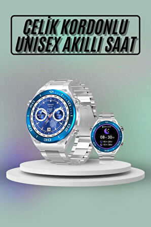 Akıllı Saat Çelik Kordonlu Amoled Ekran Android ve İOS Uyumlu Çağrı Cevaplayabilen