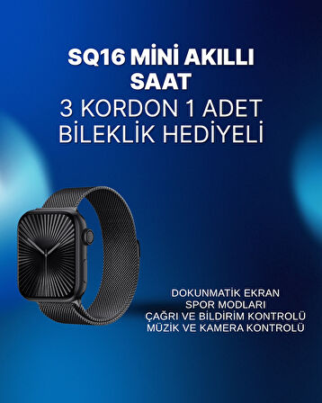 Mini Series 10 Akıllı Saat | 3 Kordon + Bileklik Hediyeli, Tüm Telefonlarla Uyumlu