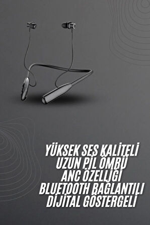 100 Saat Bluetooth Kulaklık Dijital Göstergeli ANC Özelliği Kablolu