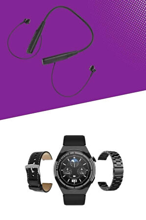 Alarm ve Titreşim Özellikli Akıllı Saat ve Mikrofonlu Kablolu Bluetooth Kulaklık 60 Saat