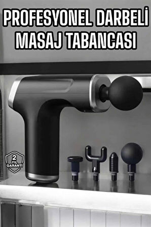 Masaj Tabancası 4 Başlıklı Kas ve Vücut Ağrıları İçin Şarjlı Darbeli