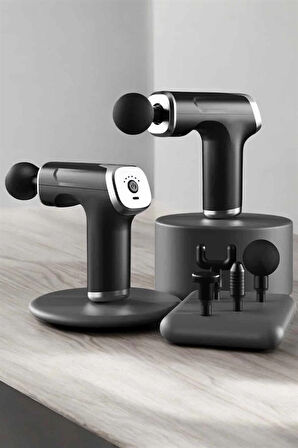 Masaj Tabancası 4 Başlıklı Kas ve Vücut Ağrıları İçin Şarjlı Darbeli