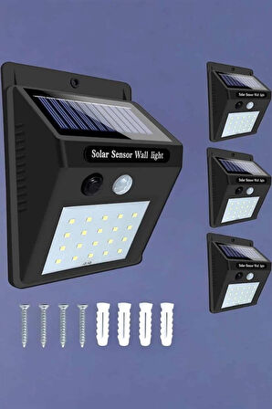 Solar Lamba Giriş, Bahçe Yol Avlu Hareket Sensörlü Led Parlak Gece Su Geçirmez