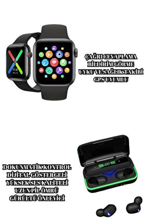 Ucuz ve Kaliteli Kulaklıklı Saat Seti Bluetooth Bağlantılı Akıllı Saat ve Kulaklık