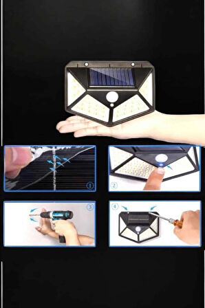 Güneş Enerjili Bahçe Aydınlatma Lambası Solar 100 Led Lamba