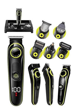 Unısex Çok Fonksiyonlu Bakım Seti Led Göstergeli Tıraş Makinesi Saç Sakal Vücut