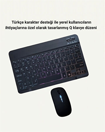 Tüm Cihazlarla Uyumlu RGB Işıklı Kablosuz Klavye ve Mouse Seti