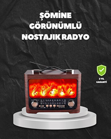 Solar Şarjlı Şömine Işıklı Bluetooth Hoparlör – Radyo, USB, TF Kart Destekli