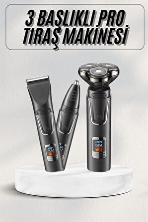 Yüksek Performanslı 3 Başlıklı Profesyonel Şarjlı Islak ve Kuru Kullanıma Uygun