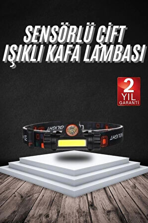 Kafa Lambası Çalışma Işığı Süper Parlak Mıknatıslı Lityum Lion Pilli