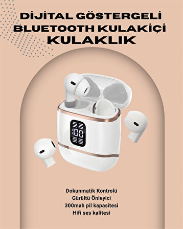 Kulakiçi Bluetooth Kulaklık V5.3 – 4’lü Set, Dijital Ekranlı, Gürültü Engelleme