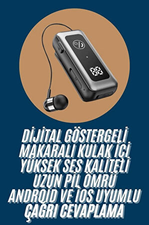 Makaralı Kulaklık SD Kart Girişli Dijital Göstergeli Kablolu Bluetooth Kulaklık
