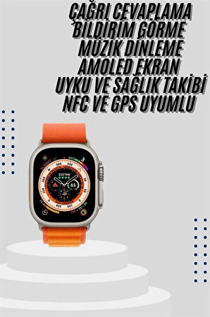 Akıllı Saat Bleutooth Bağlantılı Akıllı Saat Amoled Ekran 49 MM