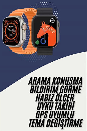 Akıllı Saat Kordon Hediyeli Güçlü Batarya Kapasiteli Titreşimli Bildirim Görme Unisex