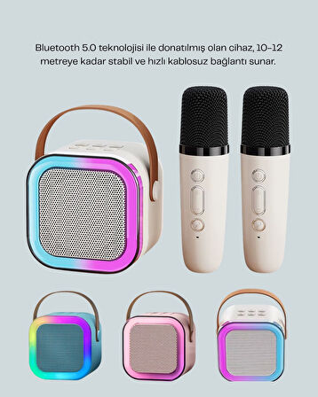 Taşınabilir Bluetooth Karaoke Hoparlör – 2400 mAh Batarya