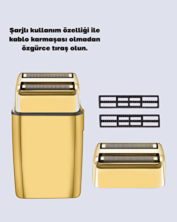 Altın Kaplama Kablolu Erkek Tıraş Makinesi Favori Aparatlı
