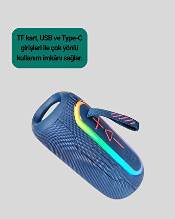 Taşınabilir Şarjlı Bluetooth Hoparlör Güçlü Bas