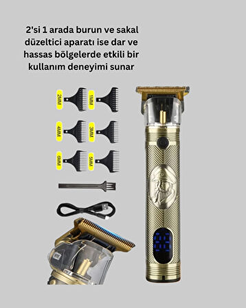 Kablosuz Saç Sakal Düzeltici – Çoklu Başlık ve Taraklı