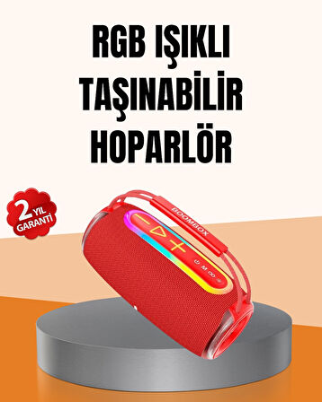IPX6 Su Geçirmez RGB LED Işıklı Taşınabilir Bluetooth Hoparlör 2400 mAh