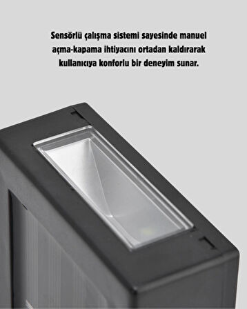 Solar Güçlü 6 LED Dış Mekan Lambası – Otomatik Aç/Kapa Işık Sensörlü Aydınlatma