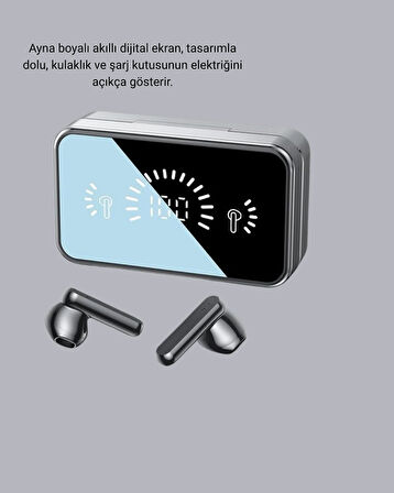 HiFi Ses Kaliteli Kablosuz Kulaklık – BT5.1, LED Ekranlı Şarj Kutusu, 3500 mAh