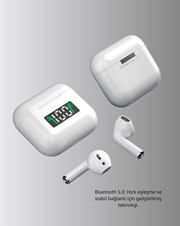 Kablosuz TWS Bluetooth 5.0 Kulaklık – Dokunmatik Kontrol, LED Göstergeli