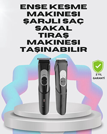Taşınabilir Şarjlı Saç Sakal Tıraş Makinesi – 3 Taraklı, Sessiz ve Ergonomik