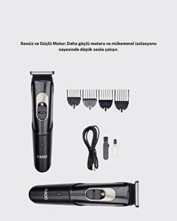 Kablosuz, Paslanmaz Çelik Bıçaklı Profesyonel Saç ve Sakal Tıraş Makinesi – Sessiz, Güçlü ve Ergonomik