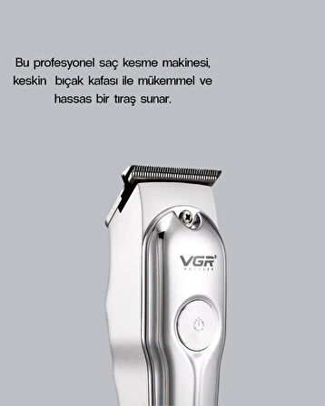 Profesyonel Gümüş Şarjlı Tıraş Makinesi – 3 Başlık, 120 Dakika Kullanım Süresi, Kompakt ve Hafif Tasarım