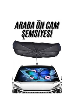 Tüm Araçlara Uyumlu Katlanır Şemsiye Oto Ön Cam Güneşliği Perde Gölgelik UV Blok