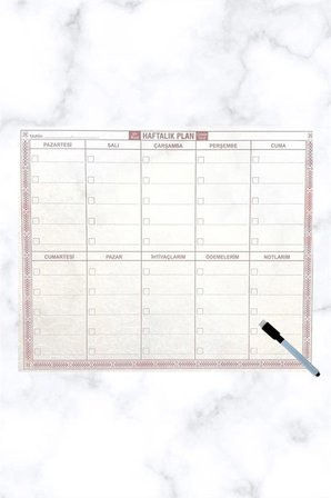 Şeffaf Kendiliğinden Yapışkanlı Kalemli Haftalık Planlayıcı 40cm-50cm Bx40
