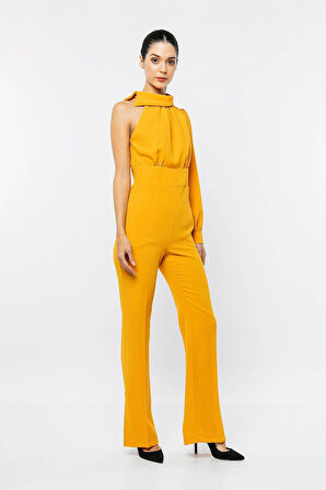 Tek Balon Kollu Yaka Detaylı Tulum-Sarı-42