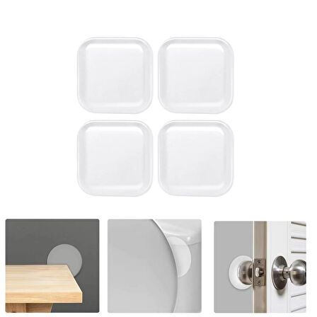 Microcase Darbe Önleyici Yapışkanlı Silikon Kapı Kolu Stoperi Tamponu Kare Tasarım - ŞEFFAF AL5005 4 Adet
